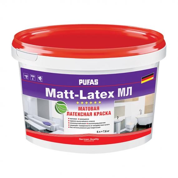 Краска в/д PUFAS Matt-Latex D моющаяся латексная (5 л=7,6 кг)