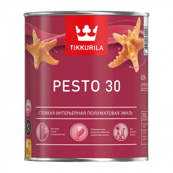 Краска алкидная TIKKURILA Pesto 30 A универсальная полуматовая (0,9 л)