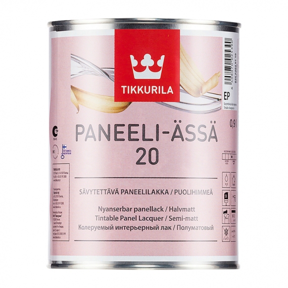 Лак для стен и потолков TIKKURILA PANEELI-ASSA 20 полуматовый (0,9 л)