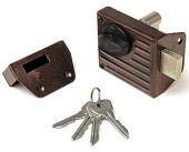 Замок накладной Зенит ЗН1-2, английский ключ, прямоуг. ригель, медь