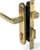 Замок врезной 1226/60G, английский ключ, прямоуг. ригель, золото