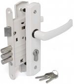 Замок врезной ЗВ-4-1-8, англ. ключ, 3 ригеля, белый