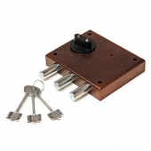 Замок накладной, гаражный, сувальдн. ключ, 3 ригеля