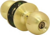 Защелка дверная 42013 KL-01 с ручкой шар, ключ/фиксатор, мат. золото (30)