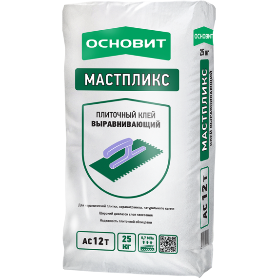ОСНОВИТ Клей для плитки МАСТПЛИКС AC12 Т (Т-12) выравнивающий цементный (25кг)