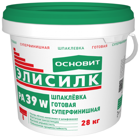ОСНОВИТ Шпаклевка готовая ЭЛИСИЛК PA39 W суперфинишная полимерная белая (28кг)