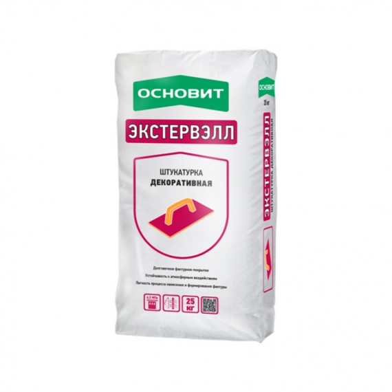 ОСНОВИТ Штукатурка декоративная КОРОЕД ЭКСТЕРВЭЛЛ OS-2.5 GK серая (фракция 2,5мм) (25кг)