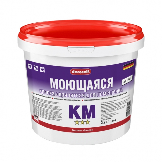 Краска в/д для стен и потолков Decoself моющаяся (1,86 л=2,7 кг)