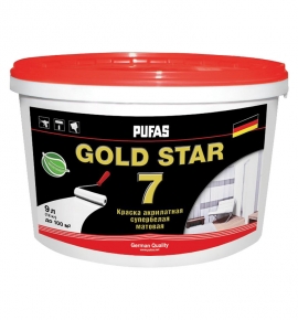 Краска в/д PUFAS GOLD STAR 7 акрилатная супербелая (9 л=11,90 кг)