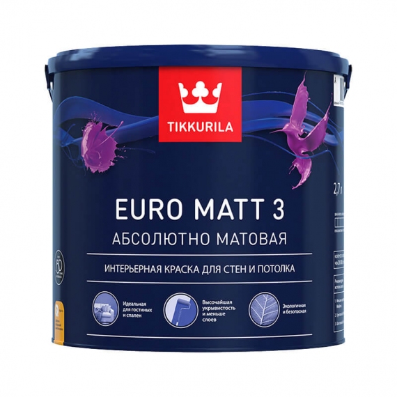 Краска в/д для стен и потолков TIKKURILA EURO MATT 3 C (9 л)