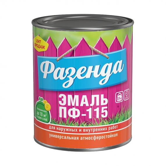 Эмаль ПФ-115 ТЕКС Фазенда чёрная (0,9 кг)