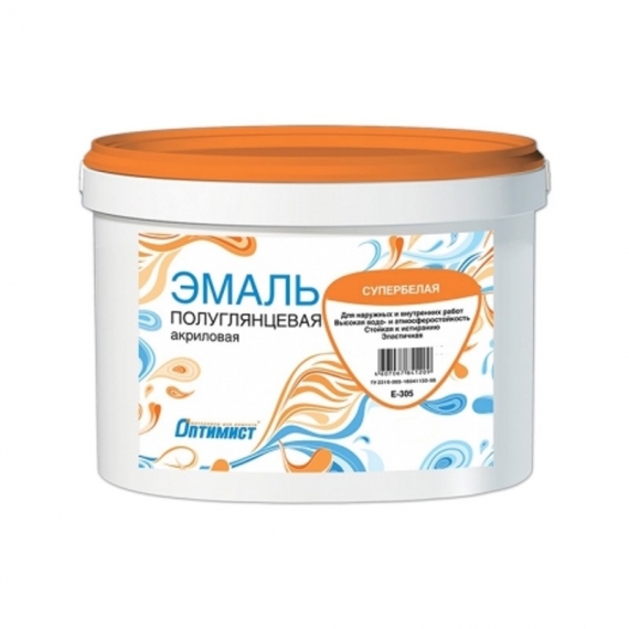 Эмаль акриловая ОПТИМИСТ E305 для наружный и внутренних работ (1 кг)