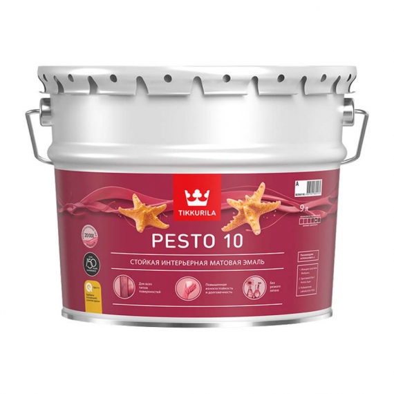 Краска алкидная TIKKURILA Pesto 10 A универсальная матовая (9 л)