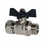 Кран шаровый 16x1/2' НР для м/п труб обжим, бабочка