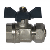 Кран шаровый 20x3/4' ВР для м/п труб обжим, бабочка