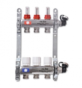 Группа коллекторная в сборе 1'x3/4' евроконус 3 вых. 8 бар нерж. сталь