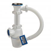 ОРИО Сифон д/раковины мойки 1 1/2х40мм с выпуском и переливом, решетка d=70мм А-4004