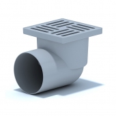 Трап пласт. н/регул.гориз. d=50мм 100х100мм, с металл.решеткой, до 300 кг, 0,7л/с, гидрозатвор