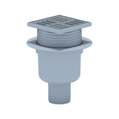 Трап пласт. регул.вертик. d=50мм 100х100мм, с металл.решеткой, до 300 кг, 0,7л/с, гидрозатвор